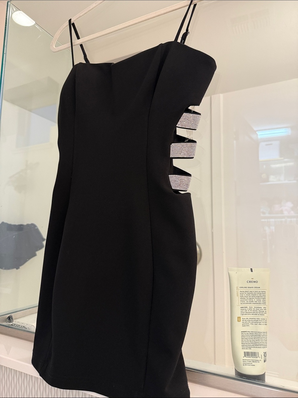 Windsor Black Mini Dress with Rhinestone Side Straps - Picture 4 of 6